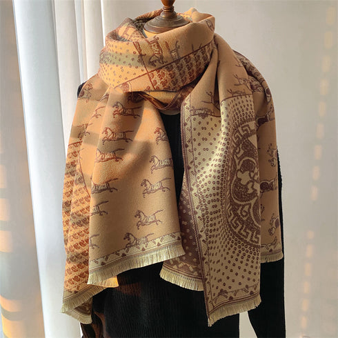 Color Blocking And Matching Cashmere Scarves For Women - ROUTINE FASHION